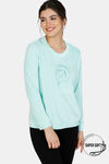 Zivame Velveteen Velour Knit Sweat-Shirt - Green — thumbnail 1